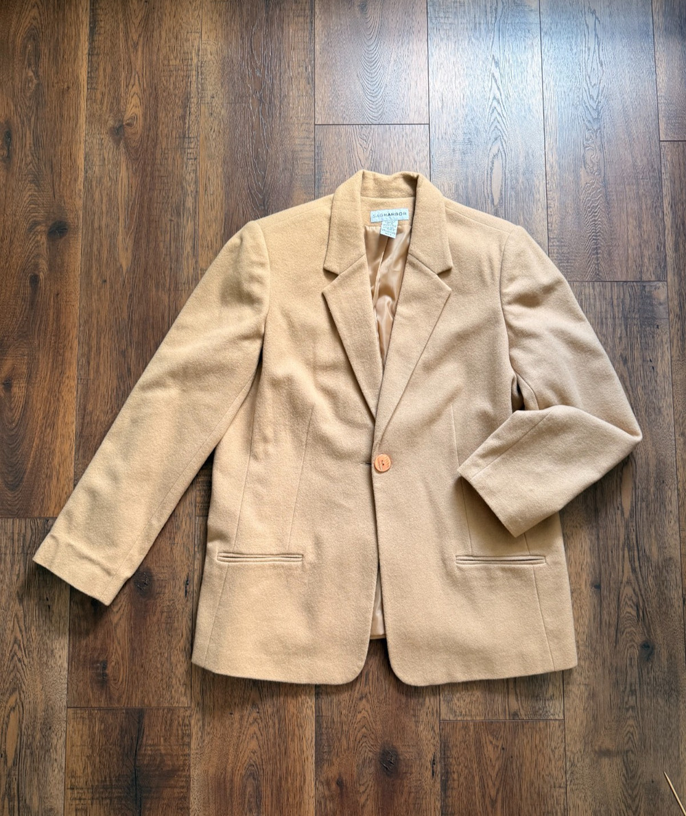 Sag Harbor 100% Wool Camel Blazer Jacket Size 16